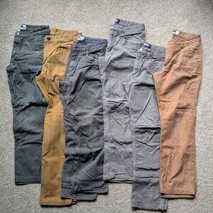 Lot Of 6 Men's Work Pants Mountain Khakis Cambers And Milwaukee Sizes 33-32